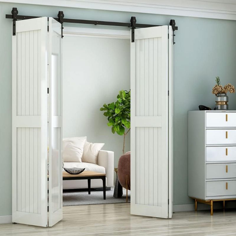 Photo 1 of 
LTIYITL Bi-Folding Sliding Barn Door Hardware,Smoothly and Quietly-Heavy Duty -Simple and Easy to Install for 4 Doors Hardware Kit-Basic"J