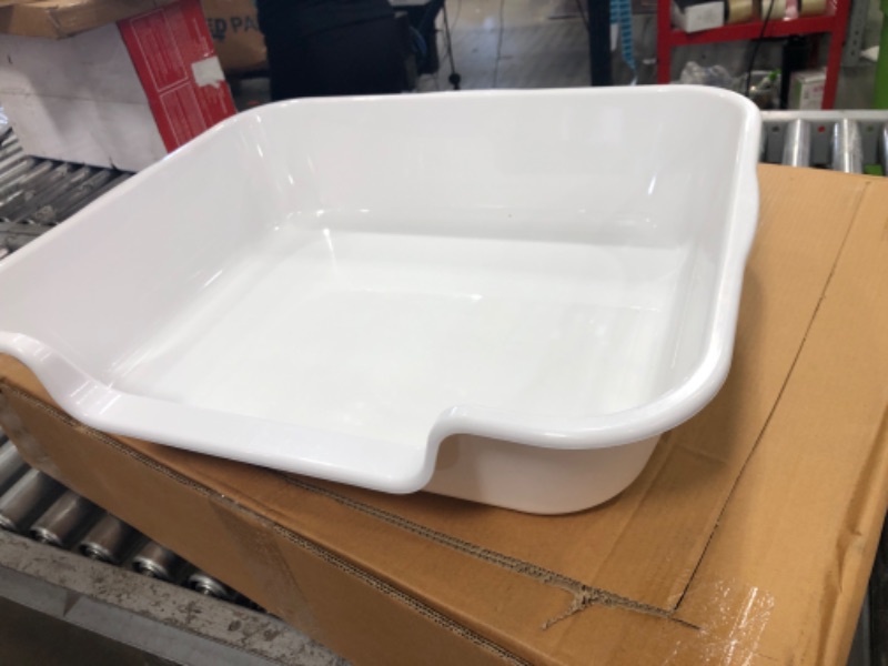 Photo 1 of 1 Pack Extra Large Dog Litter Box Pan Tray (ABS Material), Low Entry Jumbo Senior Litter Boxes for Multiple Kitten Big Cats, Pet Safe Indoor Dog Potty (White, 24" L x 20" W)