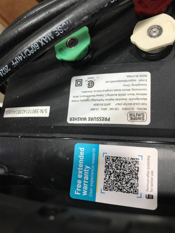 Photo 1 of * see notes* Electric Pressure Washer, SWIPESMITH 2800 Max PSI 2.4 GPM Power Washer with Telescopic Handle, Car Wash Machine with 4 Quick Connect Nozzles, Foam Cannon, for Cars, Patios, and Floor Cleaning
