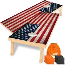 Photo 1 of *Minor damage* Solid Wood Premium Corn Hole Outdoor Game Set, 2 Regulation and Waterproof Cornhole Game Boards, with 8 Toss Bags, Perfect for Outdoor Indoor L: 2×4feet american flag 