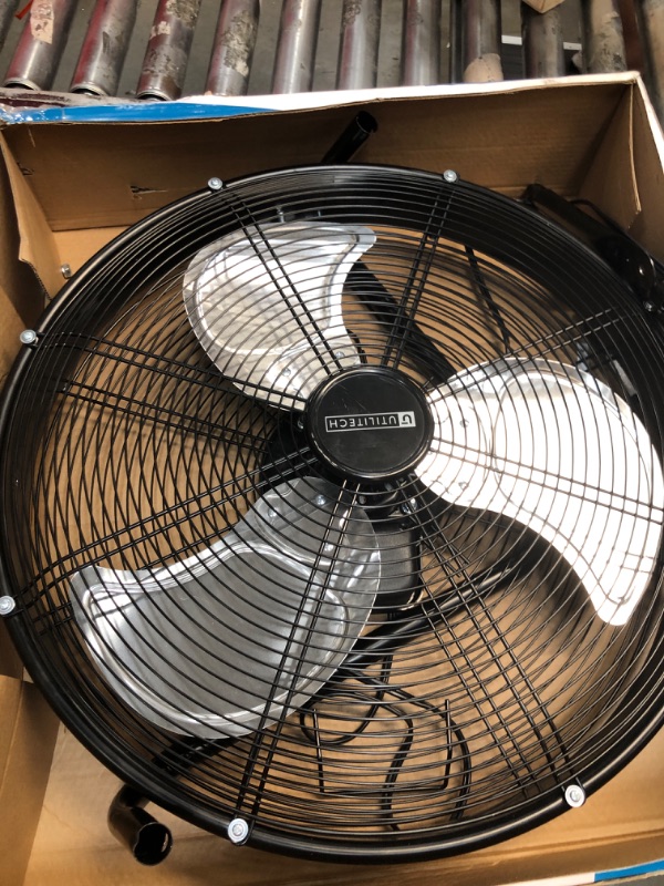 Photo 2 of Amazon Basics 20-Inch High-Velocity Industrial Floor Fan with 3 Speeds, Metal Construction and Aluminum Blades, Ideal for Industrial & Commercial Spaces, 125W, Black, 9.45"D x 23.43"W x 23.82"H
