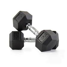 Photo 1 of 10KG (BLACK) RUBBER COVERED HEX. DUMBBELL
