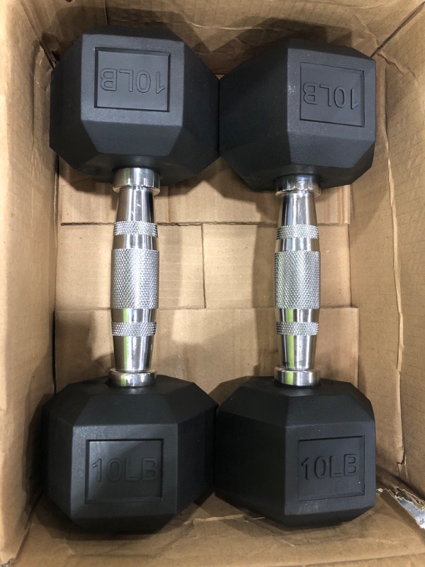 Photo 1 of 10KG (BLACK) RUBBER COVERED HEX. DUMBBELL
