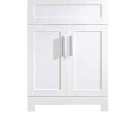 Photo 1 of 23.5 in. W X 28 in. D X 33.5 in. H Bath Vanity in White with Stainless Steel Top