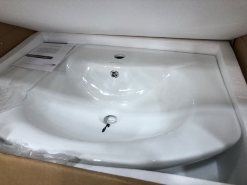 Photo 2 of 2 boxes 
Swiss Madison
Modern White Ceramic Rectangular Chateau Pedestal Bathroom Vessel Sink with Round Single Faucet Hole