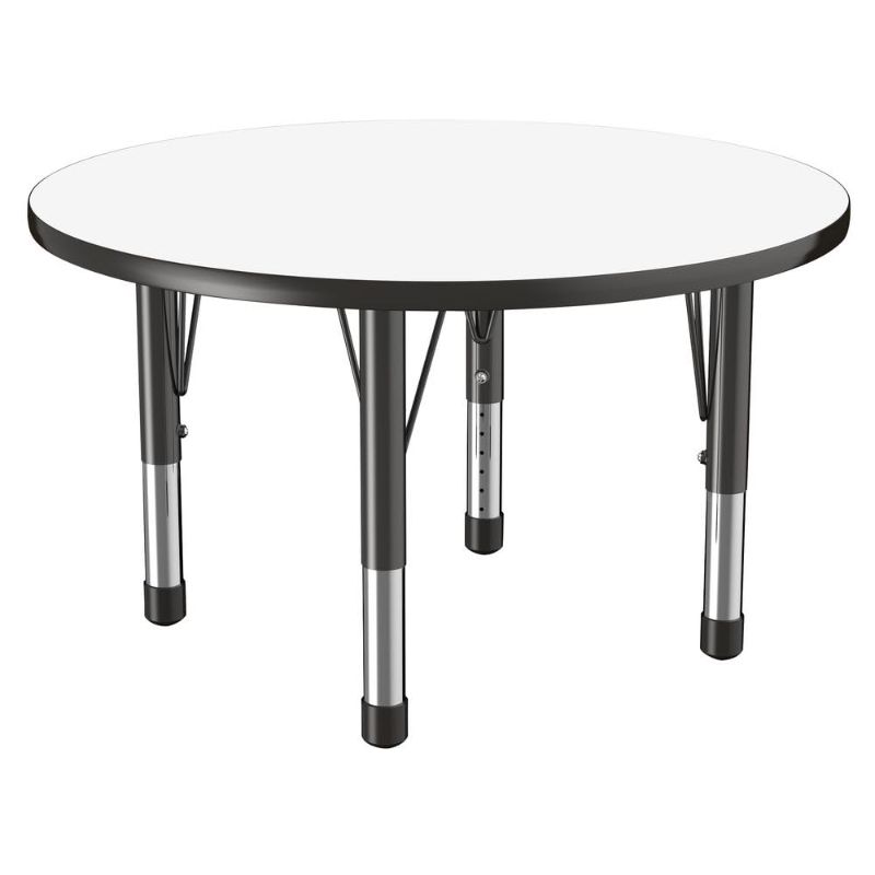 Photo 1 of **TABLE ONLY, MISSING LEGS** 
Factory Direct Partners 10194-DEBK Dry-Erase Round Activity School and Classroom Kids Table (36"), Toddler Legs, Adjustable Height 15-24" - Whiteboard Top/Black Edge