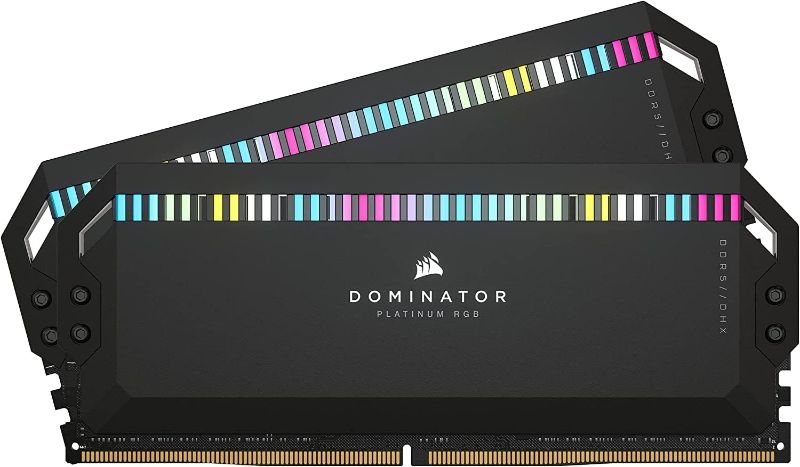 Photo 1 of CORSAIR DOMINATOR PLATINUM RGB DDR5 RAM 64GB (2x32GB) 6600MHz CL32 Intel XMP iCUE Compatible Computer Memory - Black (CMT64GX5M2B6600C32)
