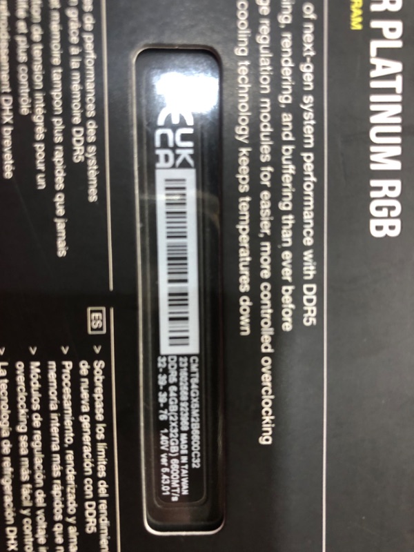 Photo 4 of CORSAIR DOMINATOR PLATINUM RGB DDR5 RAM 64GB (2x32GB) 6600MHz CL32 Intel XMP iCUE Compatible Computer Memory - Black (CMT64GX5M2B6600C32)
