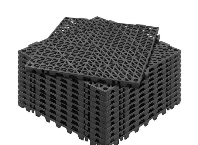 Photo 1 of VEVOR
Interlocking Drainage Mat Floor Tiles 12 x 12 x 0.6 in. PVC Interlocking Gym Flooring Tiles (Black 12 Pcs,12 sq ft)