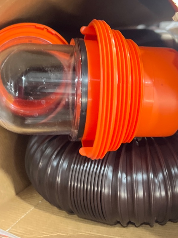 Photo 2 of Camco RhinoFLEX 15ft RV Sewer Hose Kit, Includes Swivel Fitting and Translucent Elbow with 4-In-1 Dump Station Fitting, Storage Caps Included - 39761 , Black