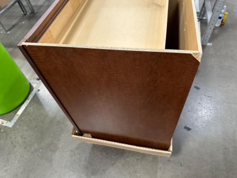 Photo 1 of **SEE NOTES**Hampton Bay Hampton 36 in. W x 24 in. D x 34.5 in. H Assembled Base Kitchen Cabinet in Cognac with Drawer Glides