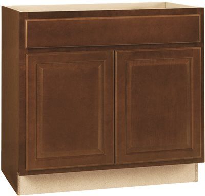 Photo 1 of **SEE NOTES**Hampton Bay Hampton 36 in. W x 24 in. D x 34.5 in. H Assembled Base Kitchen Cabinet in Cognac with Drawer Glides