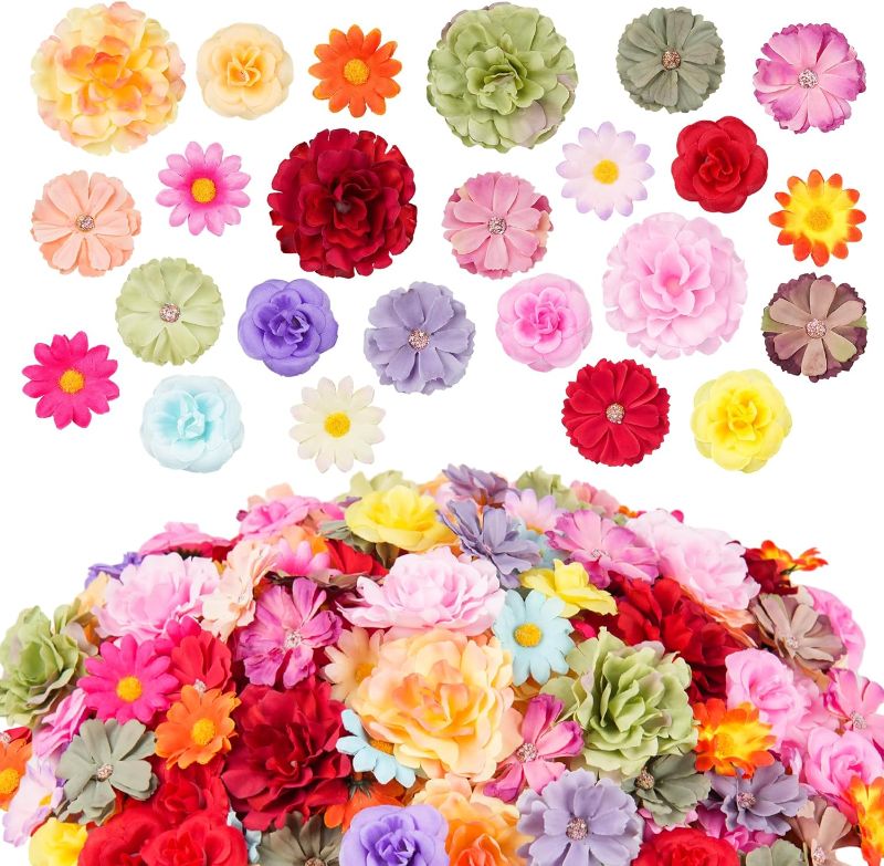 Photo 1 of 210Pcs Mini Silk Flower Heads Small Fake Rose Daisy Faux Flowers Bulk for Crafts Artificial Rose Loose Flowers Blossom Heads Sunflower Bulk for Wedding Hair...
