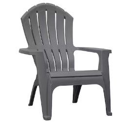 Photo 1 of Adams PATIO Stackable Charcoal Plastic Frame Stationary Adirondack Chair with Slat Seat
