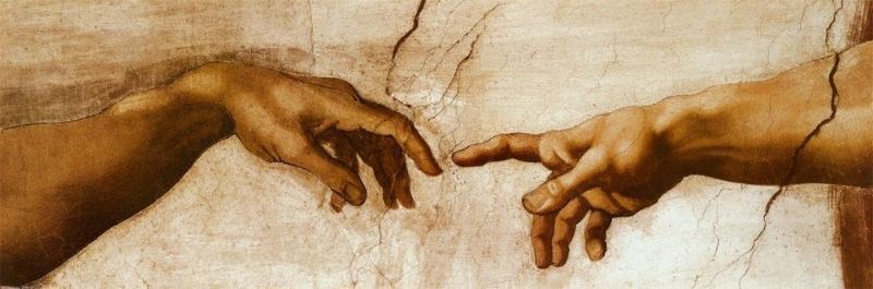 Photo 1 of (12x36) Michelangelo Buonarroti - The Creation of Adam, c.1510 (Hands detail) Art Print Poster