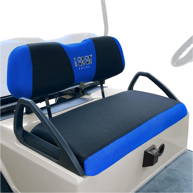 Photo 1 of 10L0L Golf Cart Seat Covers for EZGO TXT RXV & Club Car DS 2000-up, Breathable Air Mesh Fabric Washable - Blue
