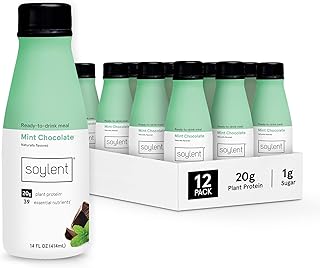 Photo 1 of ** Best By AUG 9 2024 ** Soylent Mint Chocolate Plant Protein Meal Replacement Shake, 14 fl oz, Single Bottle (Pack of 12) 14 Fl Oz (Pack of 12)