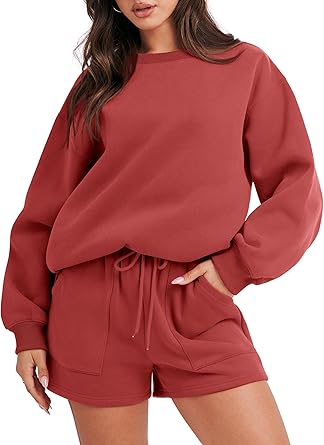 Photo 1 of ANRABESS Women 2 Piece Outfits Sweat Shorts Sets 2024 Oversized Casual Lounge Matching Set Sweatsuit Tracksuit Clothes Large
