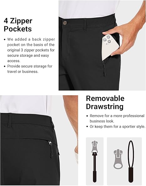 Photo 3 of (READ FULL POST) SPECIALMAGIC Golf Pants Men Stretch Slim fit Hiking Pants Lightweight Dress Casual Tapered 2 Back Zipper Pockets 30Wx30L