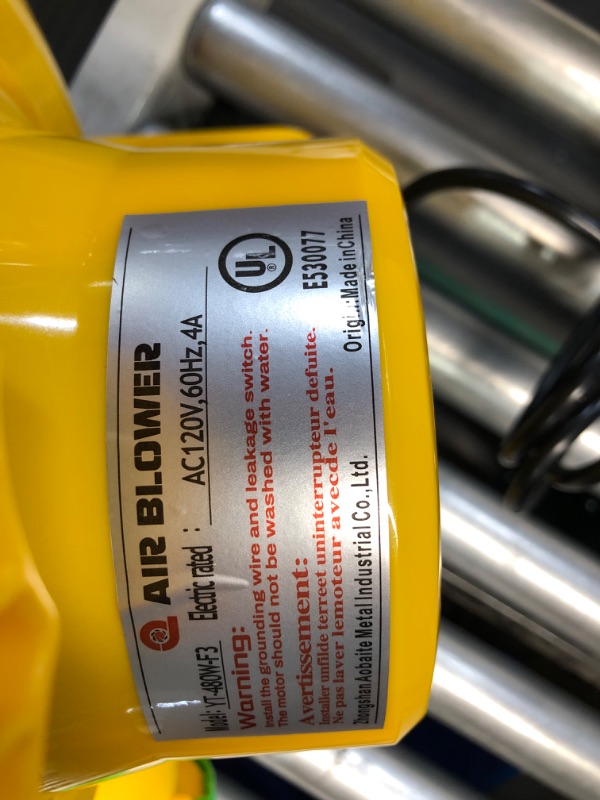 Photo 4 of ***USED - POWERS ON - UNABLE TO TEST FURTHER***
480W 0.64HP Air Blower, Powerful Inflatable Bounce House Blower, Portable Electric Blower Fan Pump Perfect for Inflatable Bounce House, Bouncy Castle, Jumper, Water Slid, Blower Corded