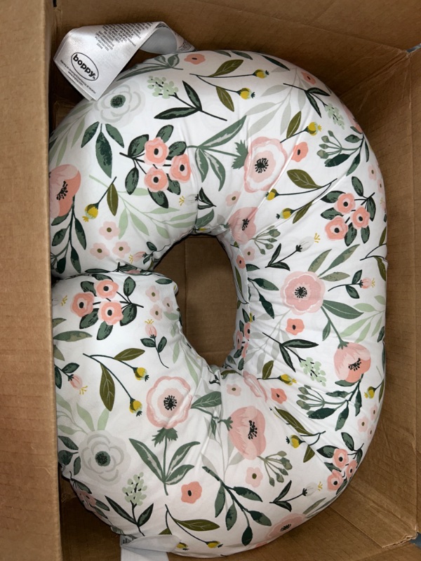 Photo 1 of Boppy Nursing Pillow and Positioner—Original | Pink Garden Flowers | Breastfeeding, Bottle Feeding, Baby Support | with Removable Cotton Blend Cover | Awake-Time Support , 20x16x5.5 Inch (Pack of 1)