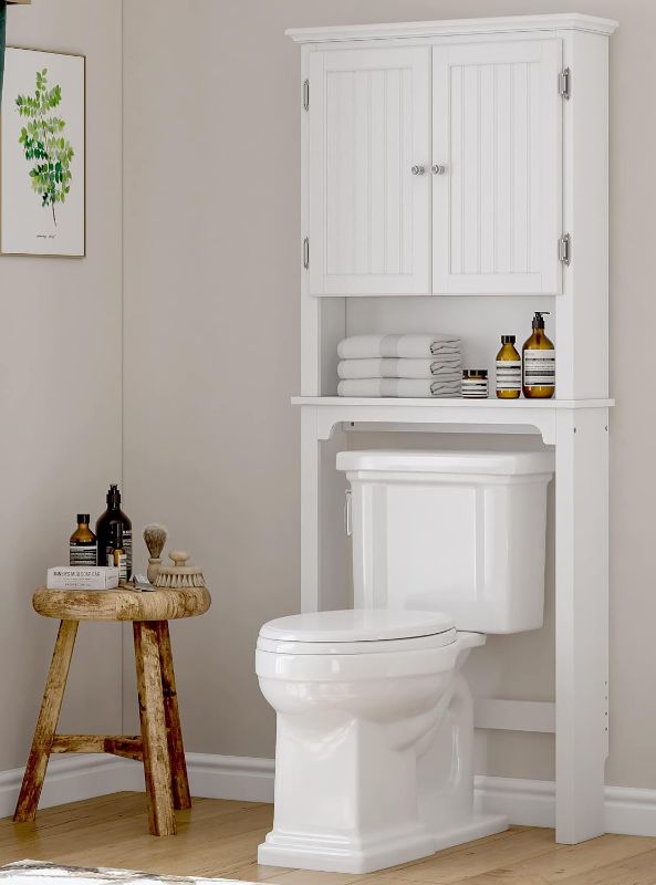 Photo 1 of 
UTEX Bathroom Storage Over The Toilet, Bathroom Cabinet Organizer with Adjustable Shelves and Double Doors, Wood Bathroom Space Saver, White
Color:White