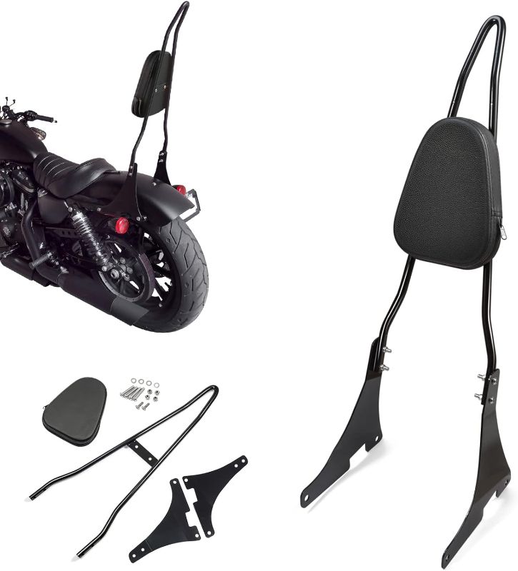 Photo 1 of PBYMT Black Detachable Passenger Sissy Bar Backrest Pad Compatible for Harley Davidson Sportster XL1200 XL883 2004-2024
