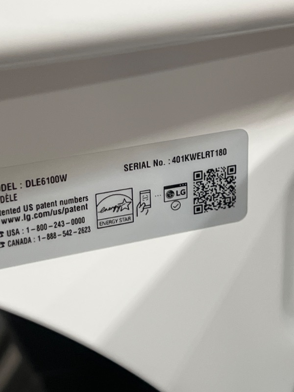 Photo 2 of LG 7.3-cu ft Electric Dryer (White) ENERGY STAR
