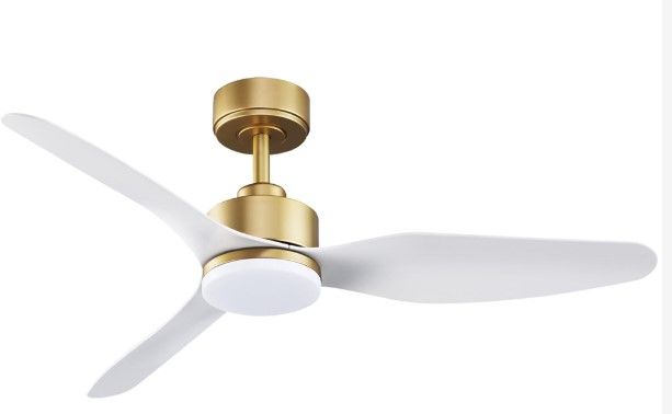 Photo 1 of 48 Inch Smart Ceiling Fans with Lights and Remote Control,Dimmable LED Light,Outdoor Indoor Gold White Ceiling Fan,Quiet DC Motor,6 Speed,WIFI Alexa App Workable,for Modern Bedroom Living Room Patio Gold& White