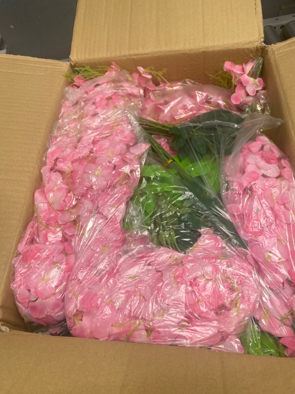Photo 1 of 108 Pack 43.2 in/ 3.6 ft Artificial Fake Wisteria Hanging Flowers Wisteria Faux Flowers Garland Silk Wisteria Vine Rattan Long Hanging Flowers String for Home Outdoor Wedding Party (Pink)