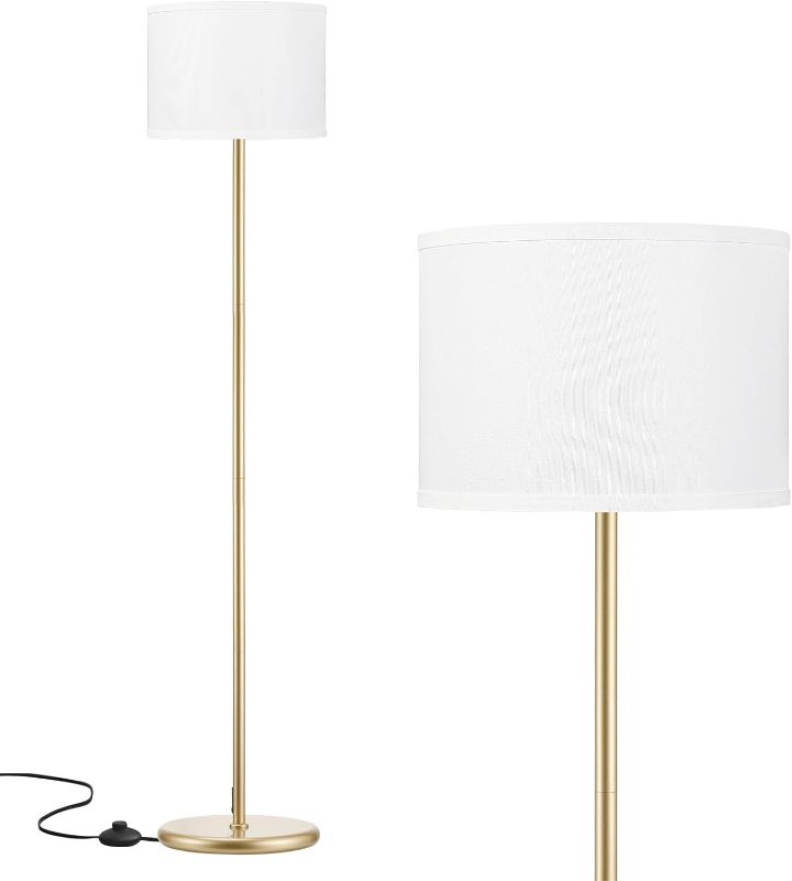 Photo 1 of Ambimall Floor Lamp for Living Room, Modern Gold Floor Lamp with Shade, Tall Lamps for Living Room, Bedroom, Office, Dining Room(White Lampshade without Bulb)
