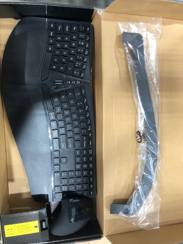 Photo 2 of Perixx Periduo-605, Wireless Ergonomic Split Keyboard and Vertical Mouse Combo, Adjustable Palm Rest and Membrane Low Profile Keys, Black, US English Layout (11633)