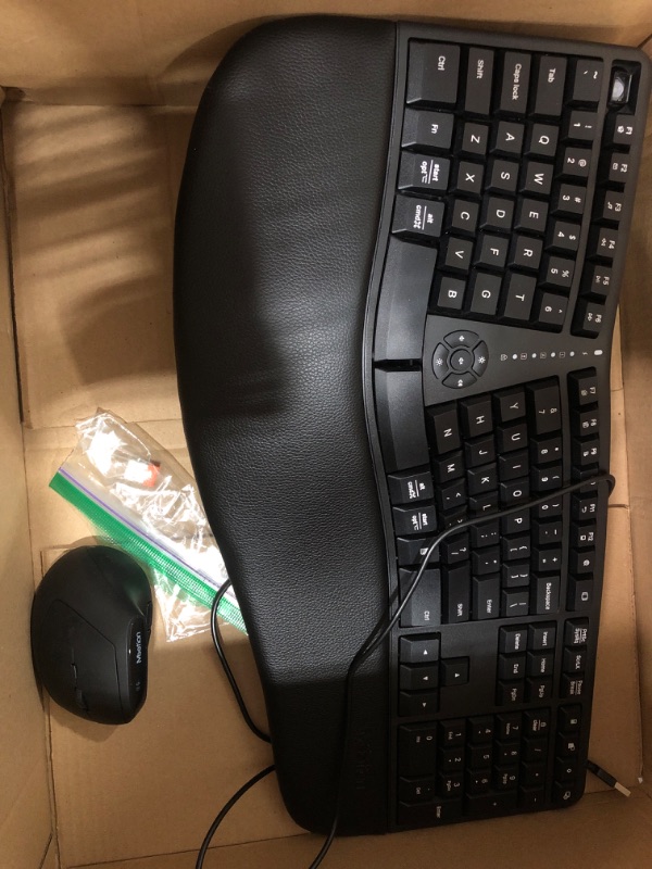 Photo 1 of MEETION Ergonomic Wireless Keyboard and Mouse, Ergo Keyboard with Vertical Mouse, Split Keyboard with Cushioned Wrist, Palm Rest, Natural Typing, Rechargeable, Full Size, Windows/Mac/Computer/Laptop