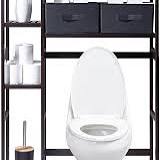 Photo 1 of Homde Over The Toilet Storage with Basket and Drawer, Bamboo Bathroom Organizer with Adjustable Shelf & Waterproof Feet Pad, Space Saver Storage Rack for Bathroom, Restroom, Laundry, Brown