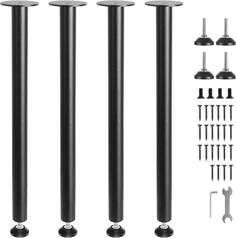 Photo 1 of **MISSING 2 LEGS** VEVOR 28 Inch Adjustable Desk Legs, Reinforced Steel Office Table Furniture Legs Set of 4 for DIY, 1200 lbs Load Capacity Heavy Duty Desk Legs, Quick Instalation Legs with Adjustable Foot Cup Black
