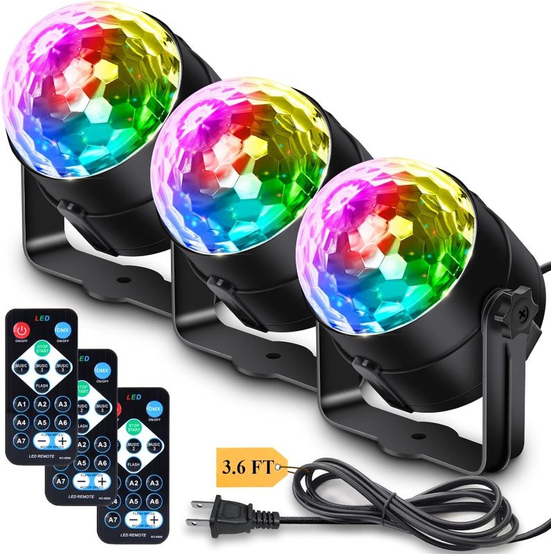 Photo 1 of 3-Pack Disco Balls Party Light with Remote Control, 7-Color Sound Activated Music Sync DJ Stage Strobe Lights for 2024 Graduation Party Decorations Supplies Bachelorette Dance Happy Birthday
