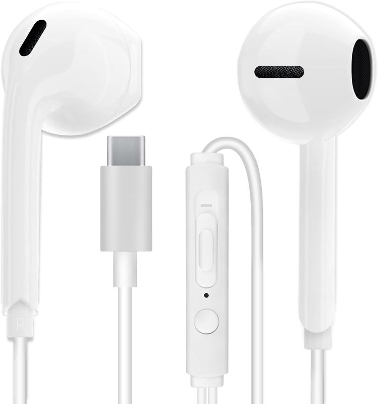 Photo 1 of MAS CARNEY USB C Headphones TH6, Built-in Digital Chipset, Microphone, and Remote Control, Compatible with Samsung, Huawei, Oppo, VIVO, Honor, Google Pixel Smartphones, White
