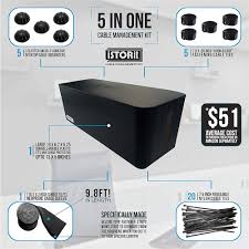 Photo 3 of HEARTHSTONE BRANDS Cable Box - Cable Organizer (S, M, L) - Black Cord Organizer Boxes - Cable Management Box - Cable Storage - 6X Cable Clip Holders, 10x Cable Ties & Cable Sleeve