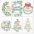 Photo 1 of Soulbytes Christmas Cards, 24pcs Holiday Greeting Cards with Envelopes and Stickers, Cartoon Xmas Card, Happy New Year Card for Friends and Family.