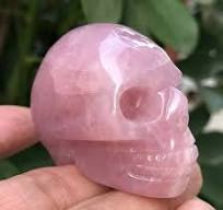 Photo 2 of Bmuafry 2inch Natural Rose Quartz Crystal Skull Hand Carved Reiki Healing Stone Statue Healing Skull Head Home Office Art Room Decoration