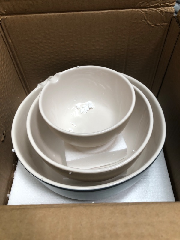 Photo 2 of 2LB Depot Prep Mixing Bowls Set of 3 - Ceramic Kitchen Bowls - Stackable Nesting Bowls Suitable for Serving, Baking, Prepping, and Stirring - Space-Efficient Storage - Allow Up to 2 Liter