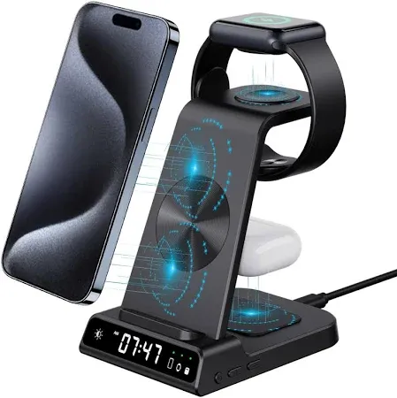 Photo 1 of NeotrixQI Wireless Charging Station for Apple Multiple Devices, 3 in 1 Wireless Charger with Clock for iPhone 15 Pro Max/15 Pro/15/15 Plus/14 Pro
