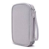 Photo 1 of Double Layer Diabetic Supplies Organizer Bag Travel Case with Hand Strap, Test Straps, Lancets, Blood Glucose Meters, Lancing Device, Syringe, Needle Alcohol Wipes Vials (Silver Gray)
