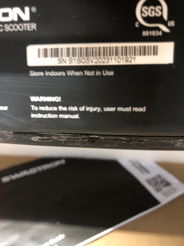 Photo 1 of **READ NOTES, MISSING PART** SWAGTRON SG-5 SWAGGER 5 BOOST COMMUTER ELECTRIC SCOOTER WITH UPGRADED 300W MOTOR BLACK

