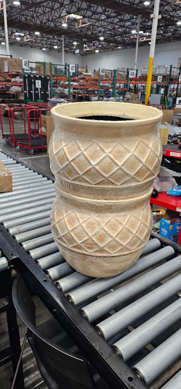 Photo 2 of allen + roth Round 15-in W x 12.5-in H Off-white Mixed/Composite Traditional Indoor/Outdoor Planter