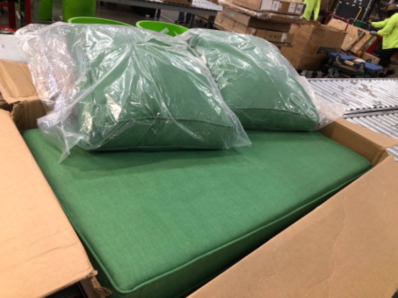 Photo 2 of ***DAMAGED - SLASHED - SEE PICTURES***
Arden Selections Outdoor Loveseat Cushion Set 46 x 26, Moss Green Leala Moss Green Leala Loveseat Set (3-pc)