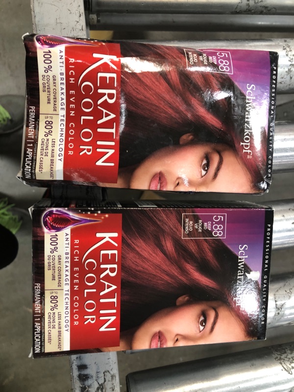 Photo 1 of 2 Pack Schwarzkopf Keratin Color Permanent Hair Color, 5.88 Deep Red, 1 Application - Professionally Inspired Permanent Hair Dye, for up to 80% Less Breakage vs Untreated Hair and up to 100% Gray Coverage
