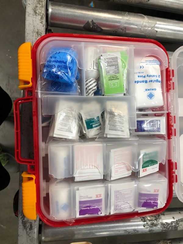 Photo 4 of CRACKED CONTAINER SURFACES 354 Piece Hard Case First Aid Kit, Exceeds OSHA and ANSI Guidelines for 100 People, Fully Organized with Wall Mount for Business, Worksite, School, Vehicle and/or Home
