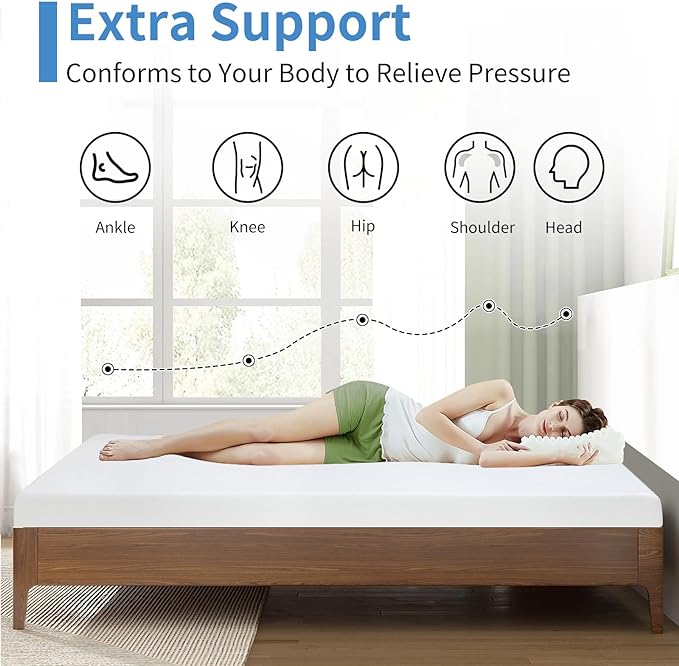 Photo 1 of 5 inch Gel Memory Foam Mattress Comfort Full Mattress Medium Firm Mattresses Bed-in-a-Box CertiPUR-US Certified for Cool Sleep & Pressure Relief, White