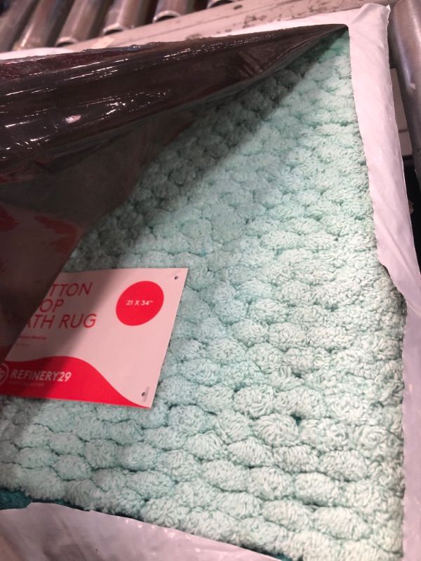 Photo 2 of Refinery29| Emerie Collection Luxury Premium Ultra Soft Chenille Bath Rug, Non-Slip, Absorbent Plush Bath Mat for Tub, Shower & Bathroom, Machine Washable (21"X 34", Aqua) (EEM-RUG-2134-IN-AQUA)